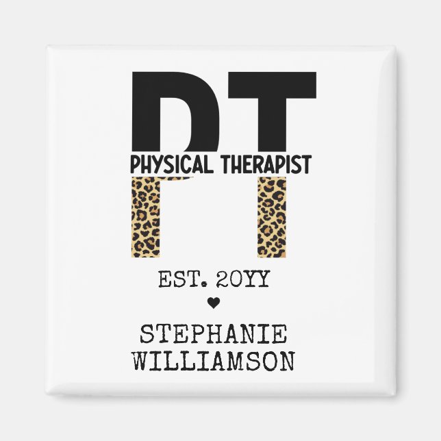Anpassningsbar PT Physical Therapist Cheetah Print Magnet (Framsidan)