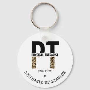 Anpassningsbar PT Physical Therapist Cheetah Print Nyckelring