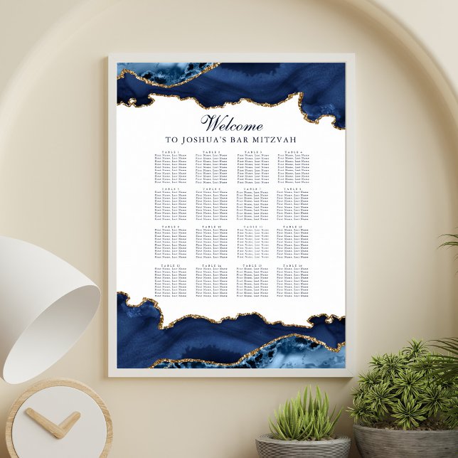 Anpassningsbar Pub Mitzvah: Blåa Guld-sätesdiagram Poster (Skapare uppladdad)