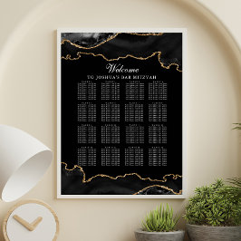 Anpassningsbar Pub Mitzvah Black Guld Agate Sittdi Poster