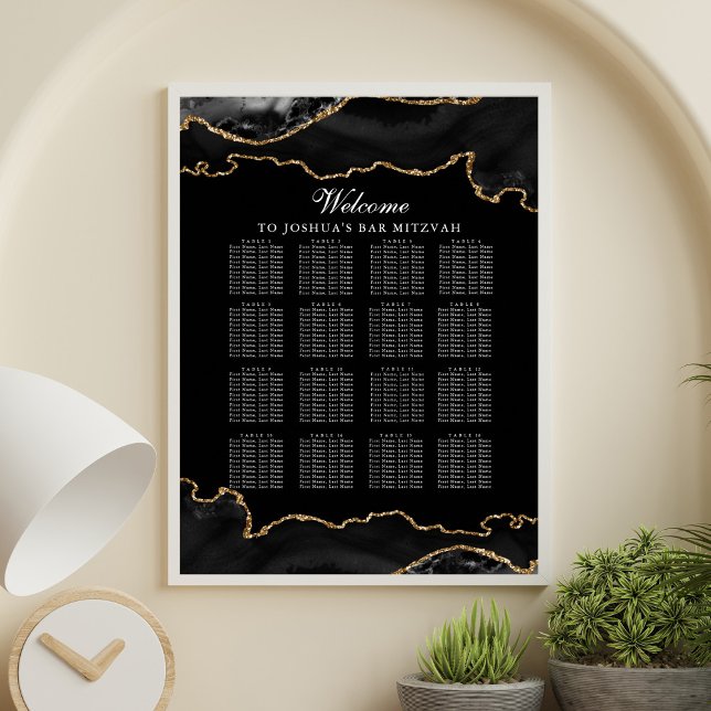 Anpassningsbar Pub Mitzvah Black Guld Agate Sittdi Poster (Skapare uppladdad)