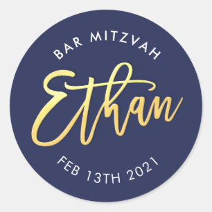 ANPASSNINGSBAR Pub Mitzvah för flottan + guld Runt Klistermärke