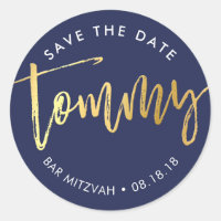 ANPASSNINGSBAR Pub Mitzvah för Tommy Navy + guld