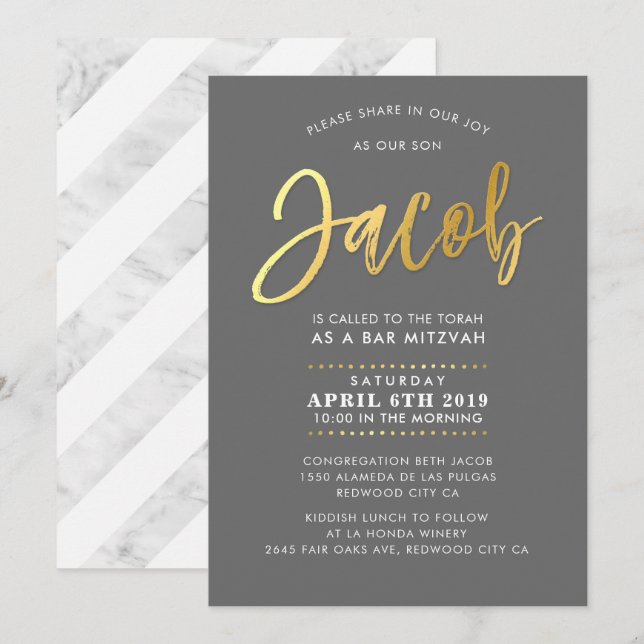 ANPASSNINGSBAR Pub Mitzvah Inbjudan för Jacob gråt (Fram/baksida)