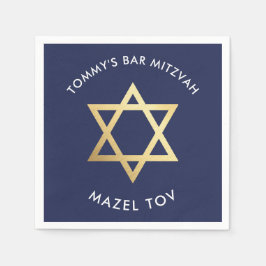 ANPASSNINGSBAR Pub Mitzvah mazel tov star navy + g Pappersservett
