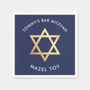 ANPASSNINGSBAR Pub Mitzvah mazel tov star navy + g Pappersservett