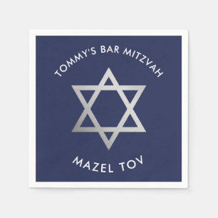 ANPASSNINGSBAR Pub Mitzvah mazel tov star navy + s Pappersservett