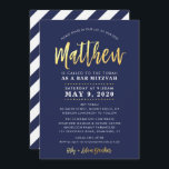 ANPASSNINGSBAR Pub Mitzvah modern marin   guld nam Inbjudningar<br><div class="desc">*** NOTE - SKINGELGALEN FOLIEFFEKT ÄR ETT TRYCKT BILD ** - - - - - - - - - - - - - - - - - - - - - - - - - - - - - - - - - - - - - - - - -...</div>