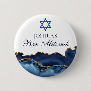 Anpassningsbar Pub Mitzvah Party flottan Blue Guld Knapp