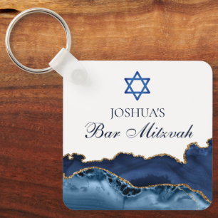 Anpassningsbar Pub Mitzvah Party flottan Blue Guld Nyckelring