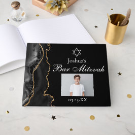 Anpassningsbar Pub Mitzvah Party Photo Black Guld Gästböcker