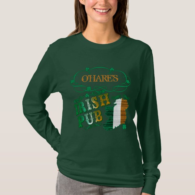 ANPASSNINGSBAR Pub Tee, lägg till din irländska pu Tee (Framsida)