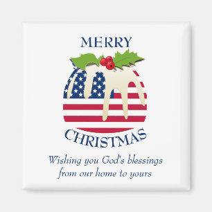 Anpassningsbar Pudding med Patriotic USA FLAGGA ju Magnet