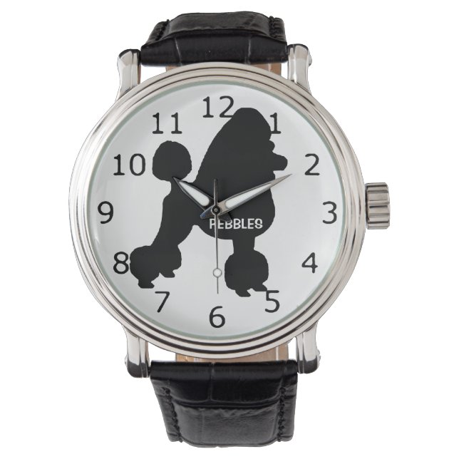 ANPASSNINGSBAR Pudel Hund Silhouette Armbandsur (Framsida)
