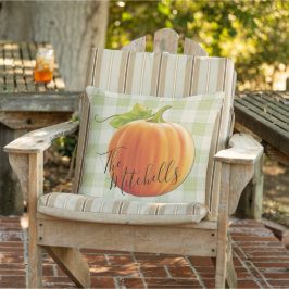 Anpassningsbar Pumpkin Fall Ljust grönt Gingham Mö Kudde