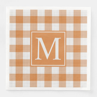 Anpassningsbar Pumpkin Orange Gingham Mönster Pappersservett