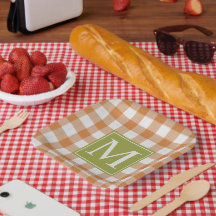 Anpassningsbar Pumpkin Orange Grönt Picnic Gingham