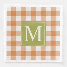 Anpassningsbar Pumpkin Orange Grönt Picnic Gingham