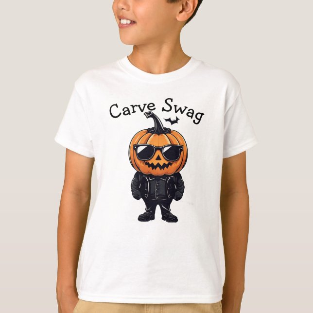 Anpassningsbar Pumpkin Tee, Cute Halloween Carve S T Shirt (Framsida)