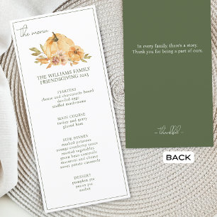 Anpassningsbar Pumpkin Thanksgiving Friendsgiving  Meny