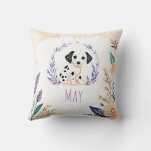 Anpassningsbar Puppy Dalmatian Pillow Boho Blommig