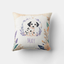 Anpassningsbar Puppy Dalmatian Pillow Boho Blommig Kudde