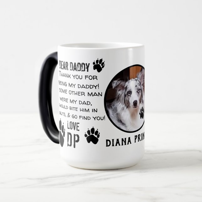 ANPASSNINGSBAR PUPPY HUND DADDY! DEAR PAPPA pET CO Magisk Mugg (Framsida vänster)