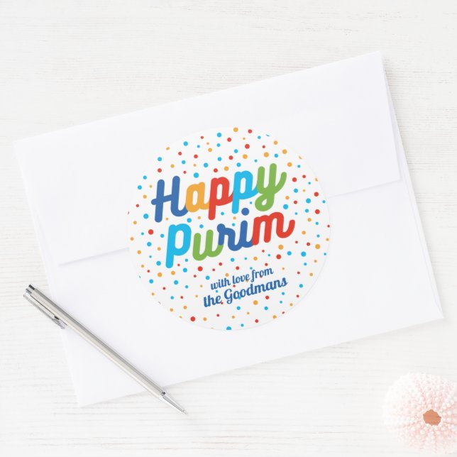 Anpassningsbar Purim Gift-etikett Runt Klistermärke (Kuvert)