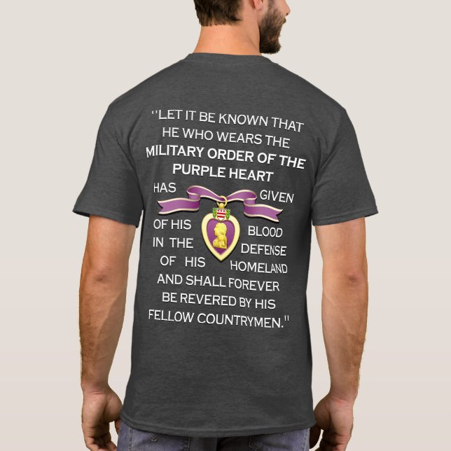 Anpassningsbar "PURPURHJÄRTATS BAND" T Shirt (Baksida)