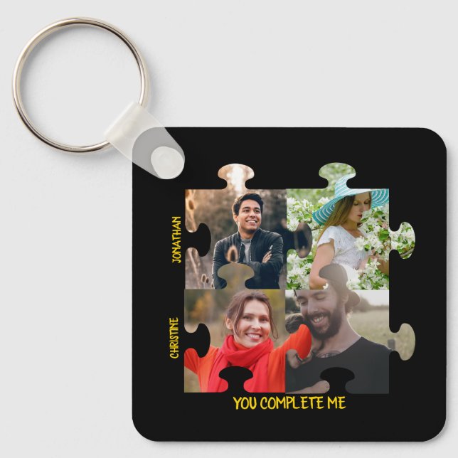 Anpassningsbar puzzle biet-foto Du fyller i mig et Nyckelring (Framsida)