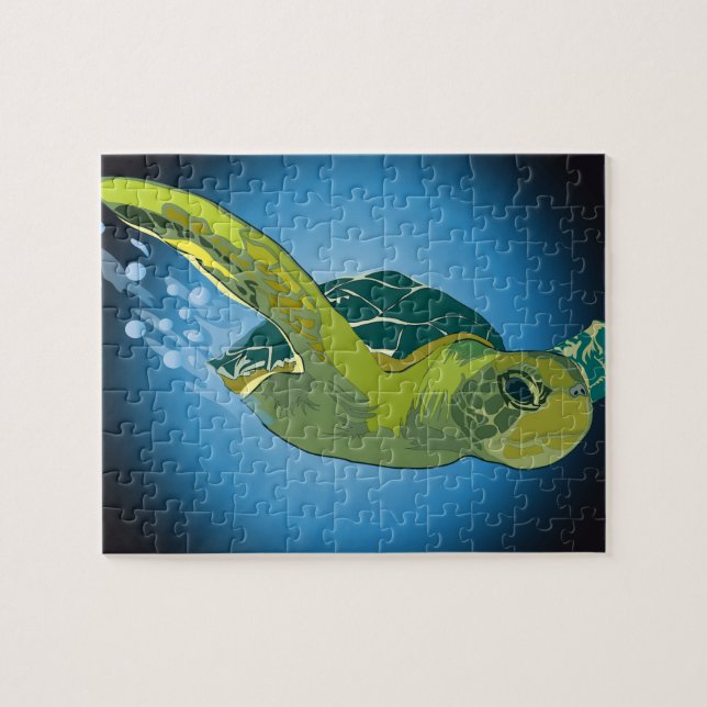 ANPASSNINGSBAR PUZZLE MED GIFT BOX-SEA TURTLE PUSSEL (Horisontell)