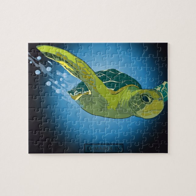 ANPASSNINGSBAR PUZZLE MED GIFT BOX-SEA TURTLE PUSSEL (Horisontell)