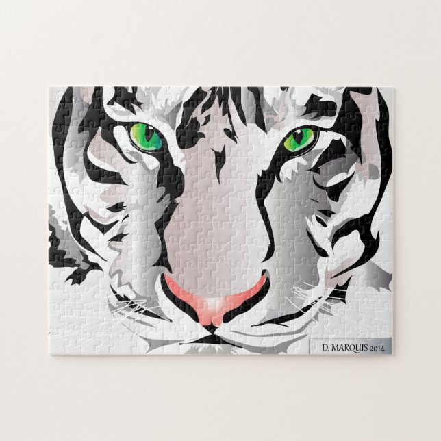 ANPASSNINGSBAR PUZZLE- TIGER-VITE/GRÅTT PUSSEL (Horisontell)