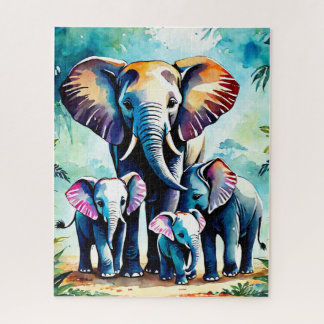 Anpassningsbar Puzzles, Cute Elephant Family Jigsz Pussel