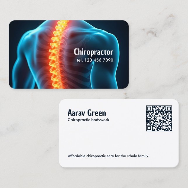 Anpassningsbar QR Chiropractor Visitkort (Fram/baksida)