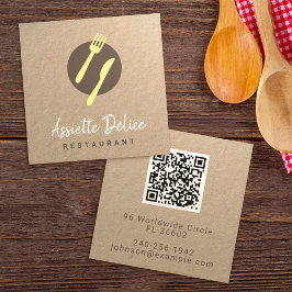 Anpassningsbar QR Code Logotyp Kitchen Business &  Fyrkantigt Visitkort