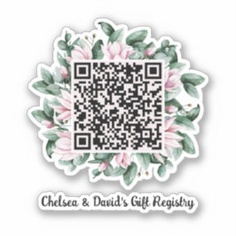 Anpassningsbar QR Code Magnolia Flower Ram Gift Re Klistermärken