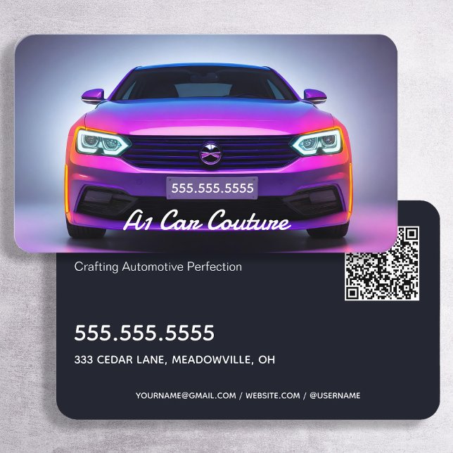 🔝 Anpassningsbar QR för automatisk identifiering Visitkort (Auto Detailer Custom QR Business Cards)