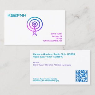 Anpassningsbar QR för Ham Radio Call-kort Visitkort