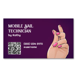 Anpassningsbar QR för Mobile Nail Technician Magnetiska Visitkort