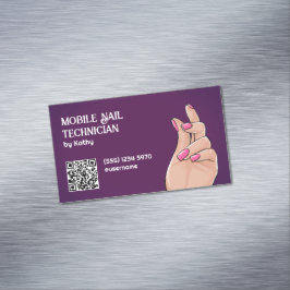 Anpassningsbar QR för Mobile Nail Technician Magnetiska Visitkort