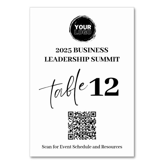 Anpassningsbar QR-kod, affärsmöten eller konferens Bordsnummer (Framsidan)