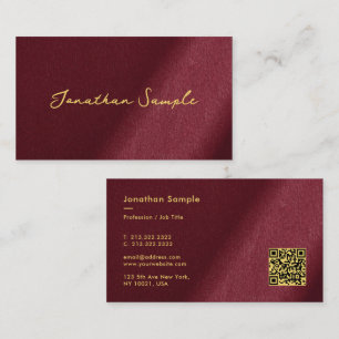 Anpassningsbar QR-kod Bordeaux Guld Calligraphy Sc Visitkort