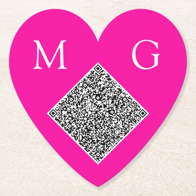 Anpassningsbar QR-kod Brev Bröllop Heart Papper Un Underlägg Papper (Framsida)