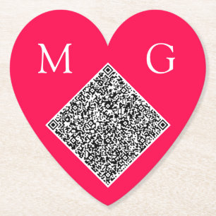 Anpassningsbar QR-kod Brev Bröllop Heart Papper Un Underlägg Papper