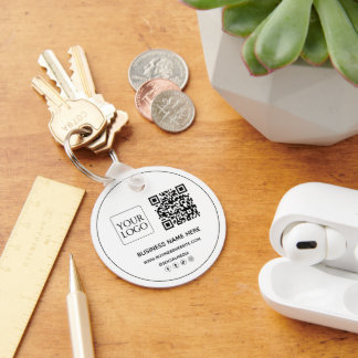Anpassningsbar QR-kod - Business Logotyp-webbplats Nyckelring