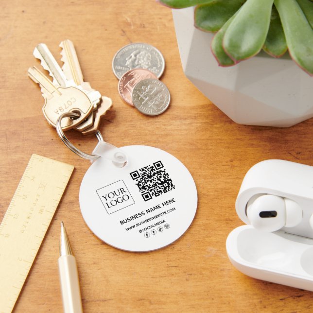 Anpassningsbar QR-kod - Business Logotyp-webbplats Nyckelring (Skrivbord)