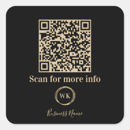 Anpassningsbar QR-kod Business Monogram Logotyp Bl Fyrkantigt Klistermärke