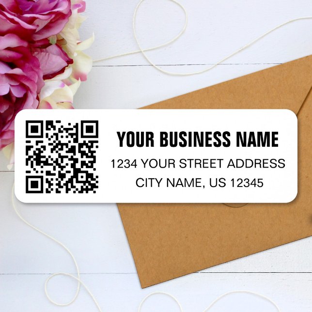 Anpassningsbar QR-kod Business Namn Enkel Returadr Returadress Etikett (Skapare uppladdad)