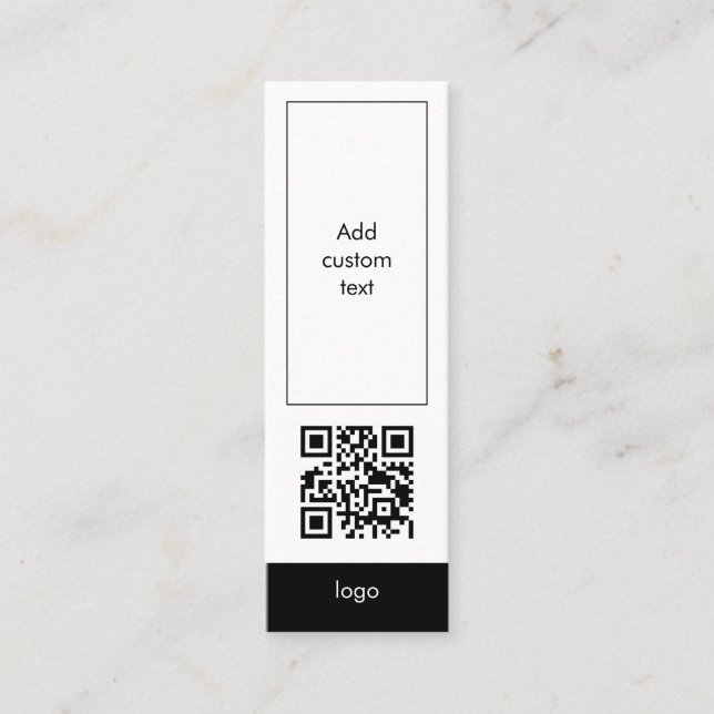 anpassningsbar qr-kod, enkelt, vitt bokmärkeskort mini visitkort (Framsida)